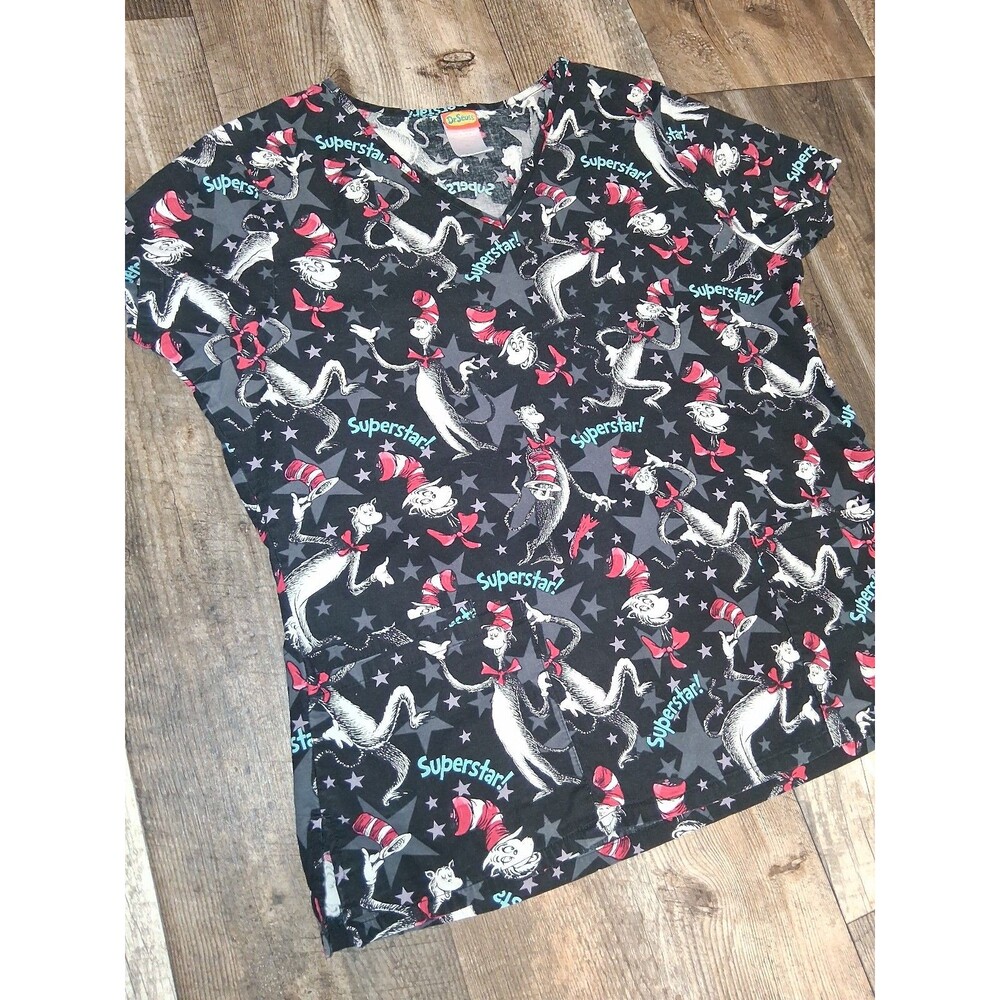 Dr Seuss Cat in the Hat Scrub Top Size Medium - Picture 2 of 7